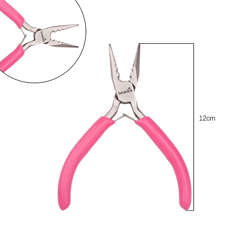 "Handmade Pink Needle-Nose Pliers: Multi-Function Jewelry Tool for Beading and Winding"
