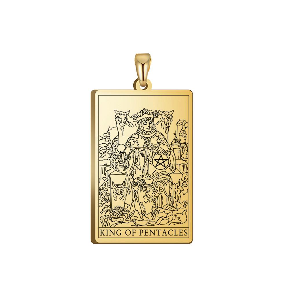 Dawapara Pentacles Tarot Card Pendant for Necklace Stainless Steel Golden Black Jewelry Accessories Charms Pendants