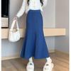 Solid Color Knitted Fishtail Skirt: Women's High-Waisted Slim A-line, Mid-Length for Autumn/Winter 2025