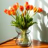 6 Orange Touch Latex Simulated Tulip Bouquets Suitable for Home Decoration, Wedding Table Flowers, Spring Floral Arrangement, Vase Decoration