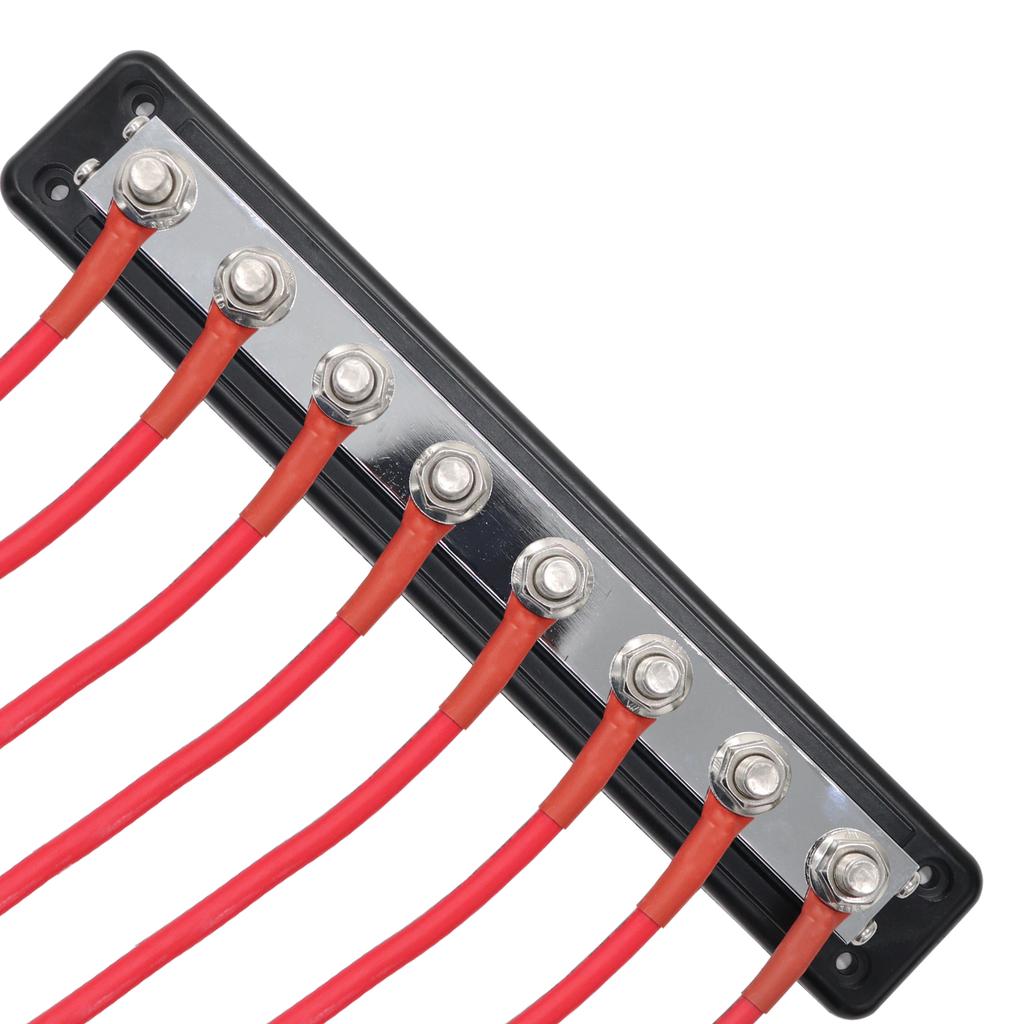 Bloco de Distribuição de Energia de Barra de Barramento de Cobre de Alta Resistência 600A 8xM10 (3/8 ") Terminais com Tampa Barra de Barramento de Bateria para Carro Caminhão Barco
