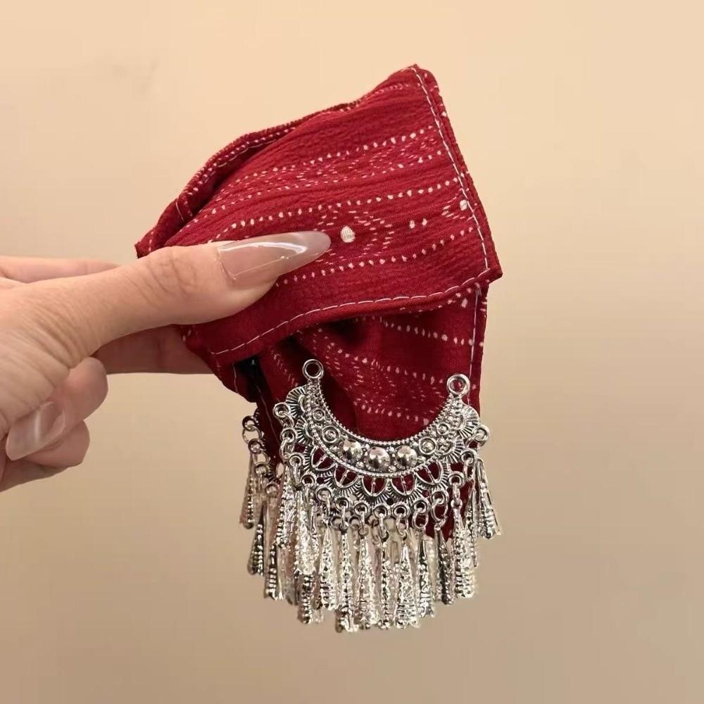 Striped Pattern Ethnic Style Hair Claw Tassel Hair Accessory Triangle Shark Clip  Commuting