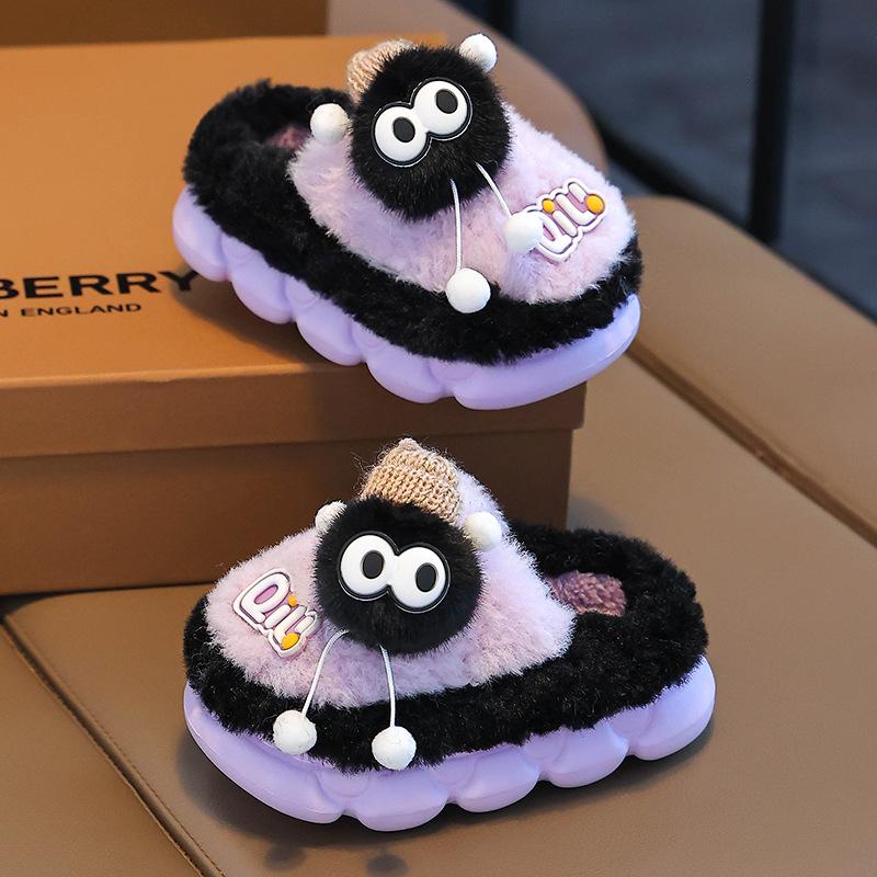 Papuci calzi de pluș din bumbac pentru copii, băieți și fete, Pantofi de interior/exterior pentru toamnă-iarnă