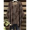 Camiseta de Mujer Moda Leopardo Impresión 3D Tops Verano Sexy Cuello Redondo Manga Corta Camiseta Calle Casual Holgada Ropa de Mujer