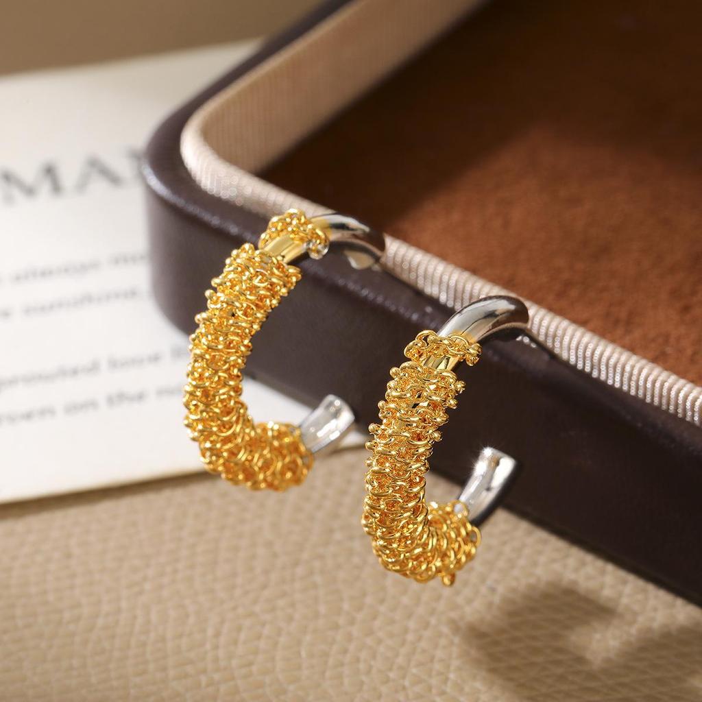 Two-Tone C-Shaped Ear Cuffs: Light Luxury S925 Sterling Silver Earrings