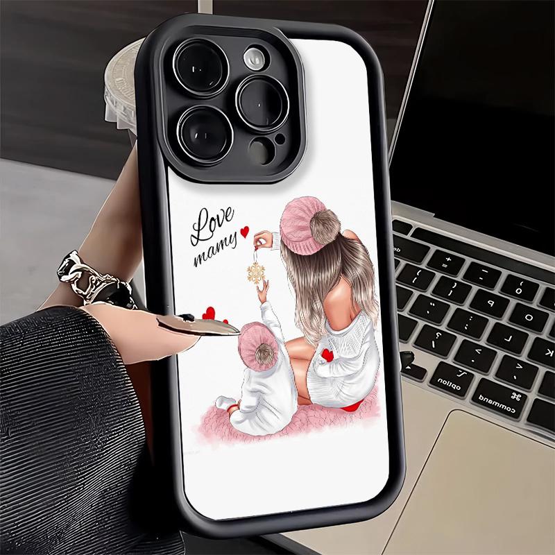 Phone Case for iPhone 17 Air 16E 15 16 Pro Max Mom Baby Girls Theme Cover 14 Plus 13 12 Mini Soft Shell Silicone Fundas