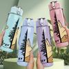 1PC Mountain Peak Landscape 750ml Color Plastic Sports Water Bottle Leakproof Flip Straw Lid Suitable for Sports Office Home Use
