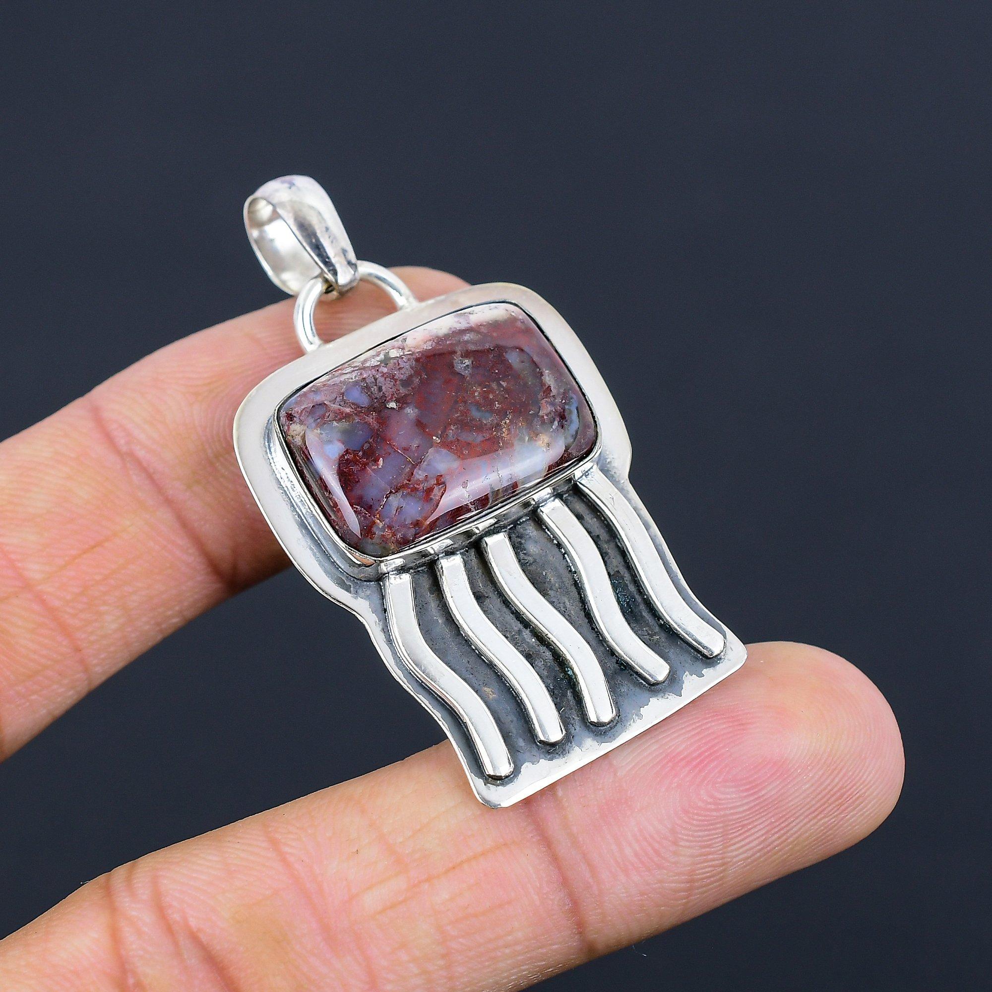 Memorial Day Sale Rainbow Jasper Stone Bezel New Pendant Jewelry Sterling Silver