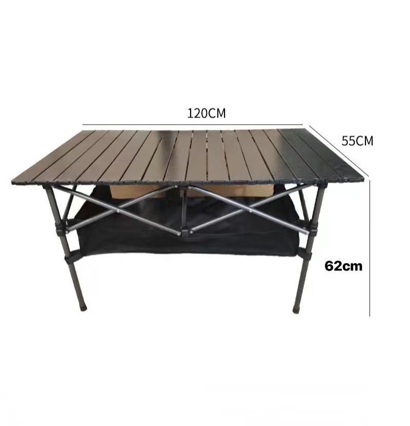 Portable Metal Roll-Up Folding Table for Camping, Picnic, and BBQ