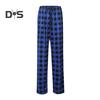 Women Pants High Elastic Waist Drawstring Wide Leg Loose Contrast Color Plaid Print Casual Soft Breathable Pockets Full Length Lady Long Trousers