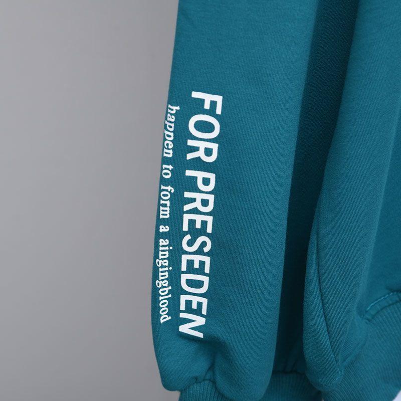 Tallas Grandes Mujer Letras Ropa de Calle Oversized Manga Larga Parche Falso 2 Piezas Sudadera Casual Jerseys Tops Ropa Femenina