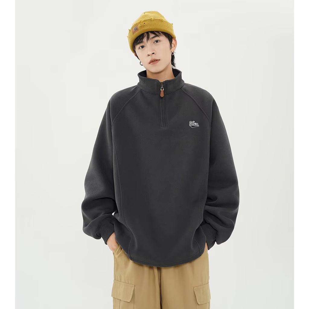 American Style 2025 Autumn Winter Unisex Loose Half-Zip Stand Collar Loose Couple Pullover Sweatshirt