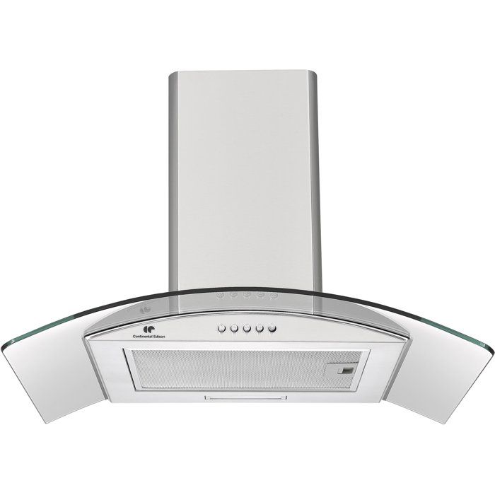 Hotte décorative - CONTINENTAL EDISON - CEH60GS2 - Classe A - 60 x 47 x 50/84 cm - Inox / Verre
