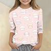 Kids Animal Print Crew Neck 3/4 Sleeve Casual T Shirt Soft Fabric Comfortable Fit Lightweight Design Suitable for Everyday Wear