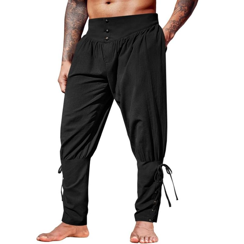 

Повседневные брюки Мужские Летние Мужские Брюки Брюки с ремешком на щиколотке Средневековая Пиратская Корабль Навигация Быстросохнущие Брюки L чёрный