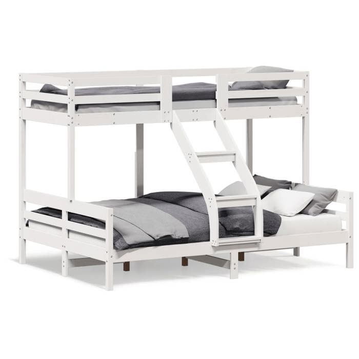VidaXL Bunk Bed 80x200/140x200 Cm White Solid Pine Wood, Bed, Bed Frame, Loft Bed, Bedroom Furniture, 3207166