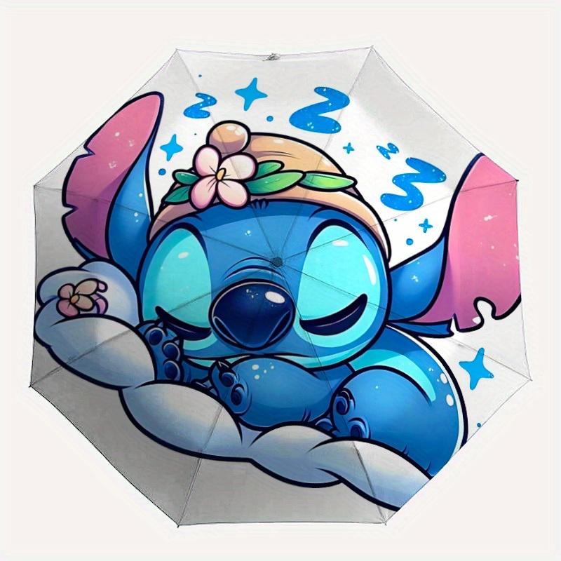 

1pc Stitch Automatic Folding Umbrella: Compact 8-rib Design Cartoon Travel Companion for Outdoor, Casual Accessory