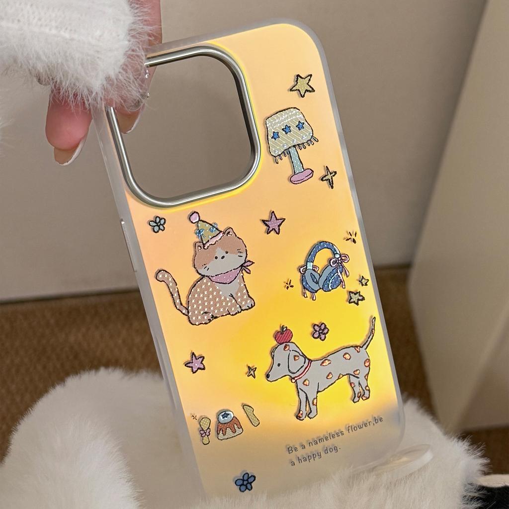 Gilt Cute Pet for IPhone17 Phone Case 16 Laser 15 Promax 14 Cartoon 11 Electroplating