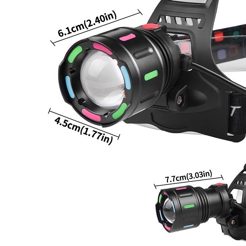 High-Power LED Headlight USB Charging Zoom Head Flashlight Waterproof Lantern Outdoor Camping Fishing Waterproof
