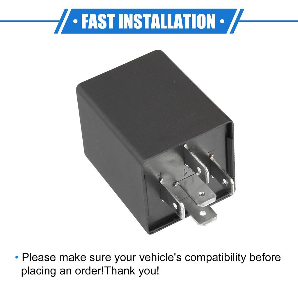 VekAuto Relay Electronic LED Flasher Relay Fix 5 Pin EP27 Turn Signal Flasher Universal Car Durable Plastic Black