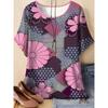Fashion Women's Crew Neck Short Sleeve 3D Casual Color Printing Casual Short Sleeve Crew Neck T-Shirt