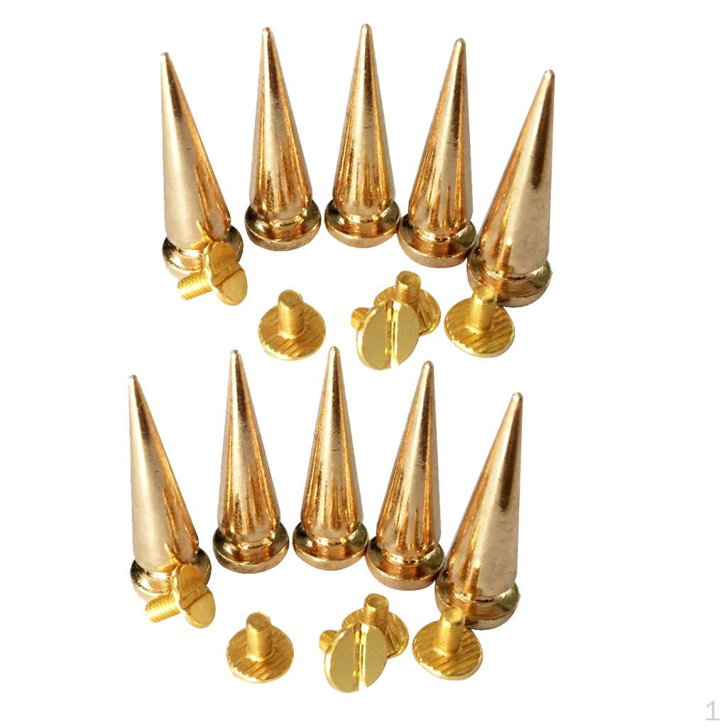 

10 Pieces 10x29mm Copper Cone Rivets Studs for DIY Leather Craft Gold