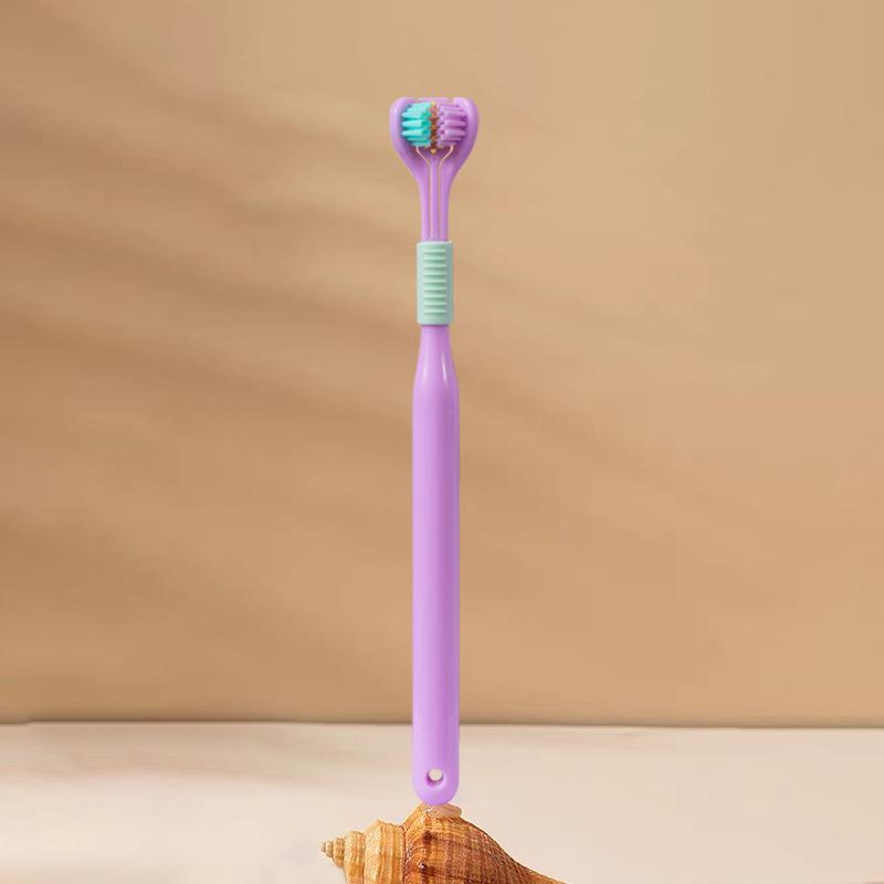 

Трехсторонняя зубная щетка с мягкой щетиной, вращающаяся на 360 градусов, безопасная зубная щетка для ухода за полостью рта, глубокая чистка зубов, портативная дорожная зубная щетка для ухода за полостью рта фиолетовый