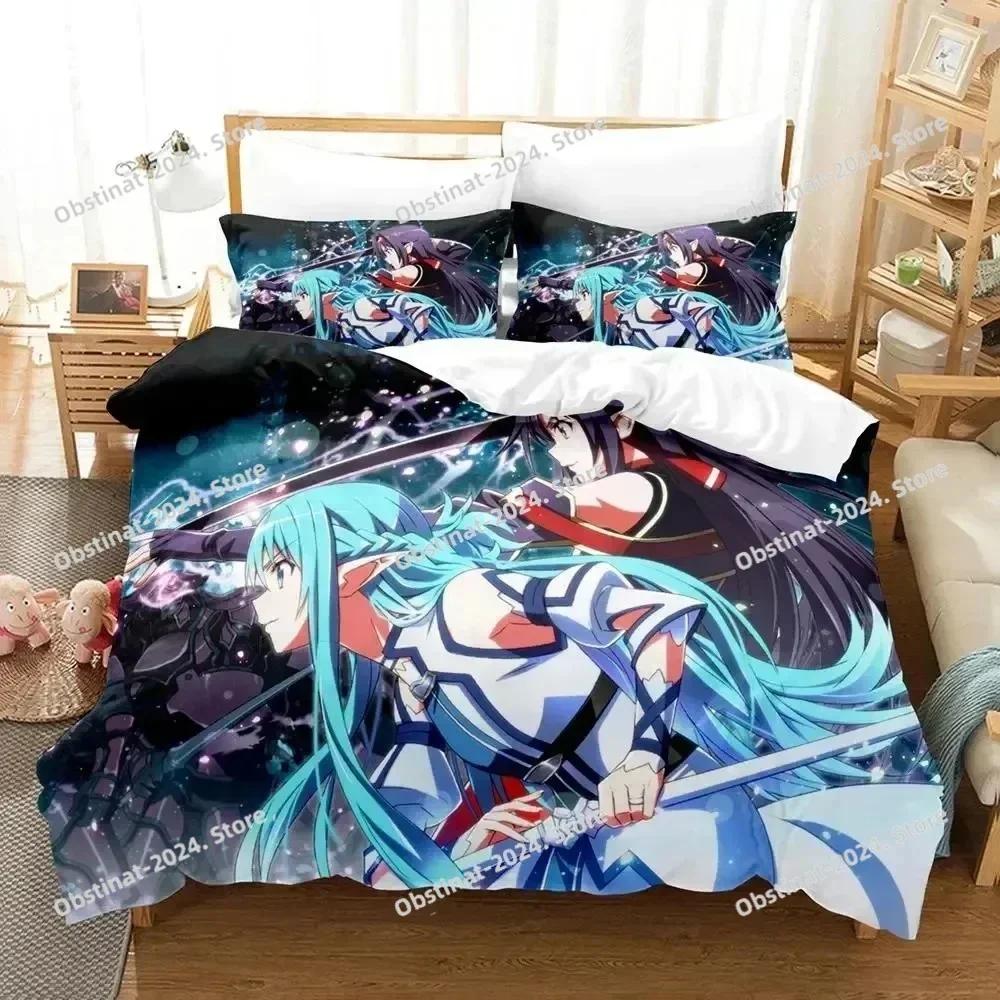Anime Asada Shino Sword Art Online Bedding Set Duvet Cover Bed Set Quilt Cover Pillowcase Comforter King Queen Size Boys Adult