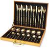 24Pcs Stainless Steel Tableware Set Steak Knife Fork Spoon Tableware Hotel Restaurant Tableware Gift Box Set Gift Tableware