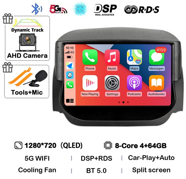 Android 14 Carplay Auto Pentru Ford EcoSport Eco Sport 2014 2015 2016 2017 2018 Radio Auto GPS 4G+WIFI Player Stereo Multimedia QLED