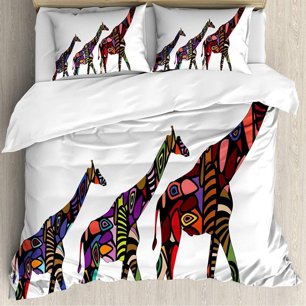 Animal Giraffe Duvet Cover 3D Digital Printing Three-Piece Bedding Set