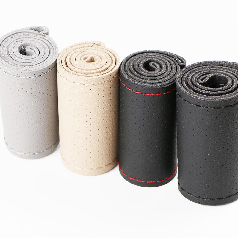 Durable Ventilate Car Steering Wheel Cover With Needles and Thread /summer Micro Fiber Leather Steering-Wheel Covers