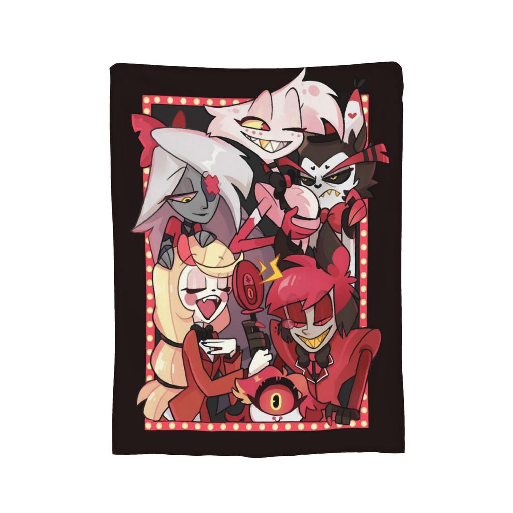 Cartoon Hazbins Hotels Blanket Velvet Print   Multifunction Lightweight Thin Throw Blanket for Sofa Car Bedspread