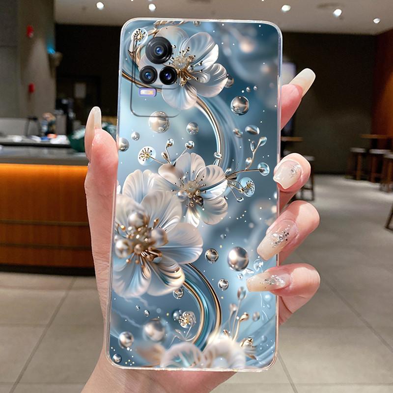 Case For VIVO V21E Y73 2021 V21 4G 5G Phone Case Clear Aesthetic Luxury Fashion Butterfly Flowers Silicone Soft TPU Slim Casing