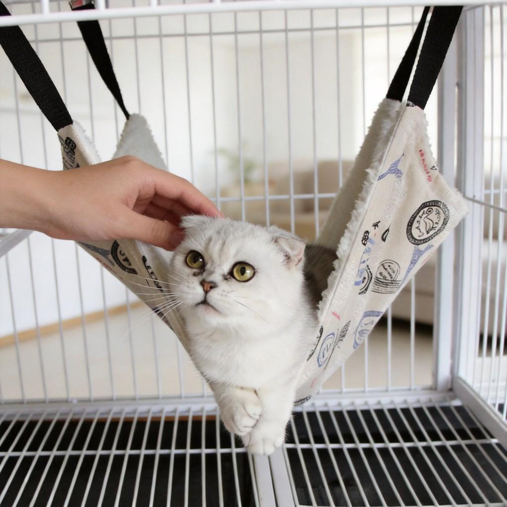 Letto Sospeso per Gatti e Cani Piccoli in Tessuto Traspirante Adatto a Tutte le Stagioni