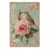 Vintage Rose Bird Metal Tin Sign Retro Wall Art Home Decor