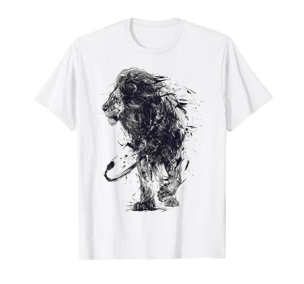 

Lion Painting Art Animal Abstract Drawing Graphic Lion T-Shirt 4XL