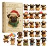 Mops Adventskalender 2025, 24 Tage Weihnachts-Adventskalender mit niedlichen Mops-Hängeornamenten, Weihnachtsgeschenk für Hundeliebhaber