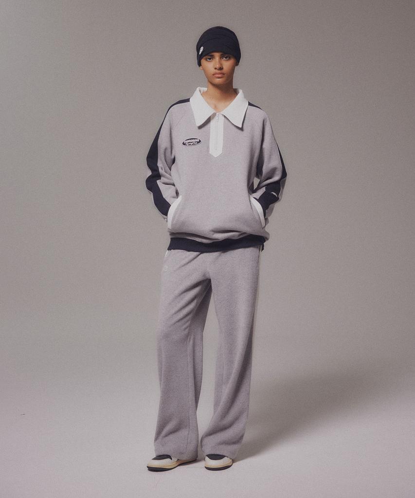 Minasu Color Combination Sweatshirt_Gray_Fleece-Lined Fabric