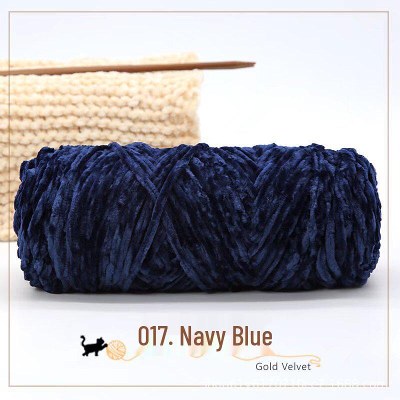 Golden Chenille Silk Velvet Yarn: Medium-Thick Polyester Yarn for Scarves, Glossy Velvet Crochet, and Wool Knitting Projects.