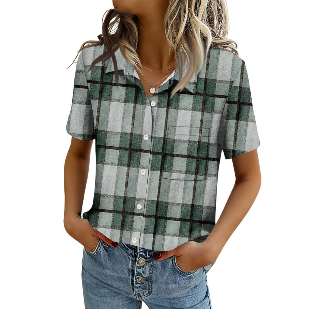 Damenblusen, Kurzarm, Knopfleiste, Business Casual, elegante Oberteile für die Arbeit, Sommer- und Frühlingskleidung