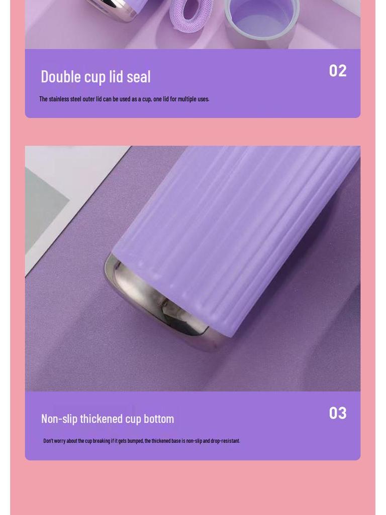 Stylish 316 Stainless Steel Insulated Mini Cup with Carrying Rope & Pop-Up Lid - Portable & Sealed for Students