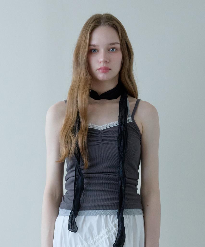 PINK PINEAPPLE Wink Shirring Lace Top_Charcoal