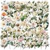 50 Transparent Retro Long Branch Flower Sticker Bag Waterproof Transparent PET Hand Account Decorative Guitar Notebook