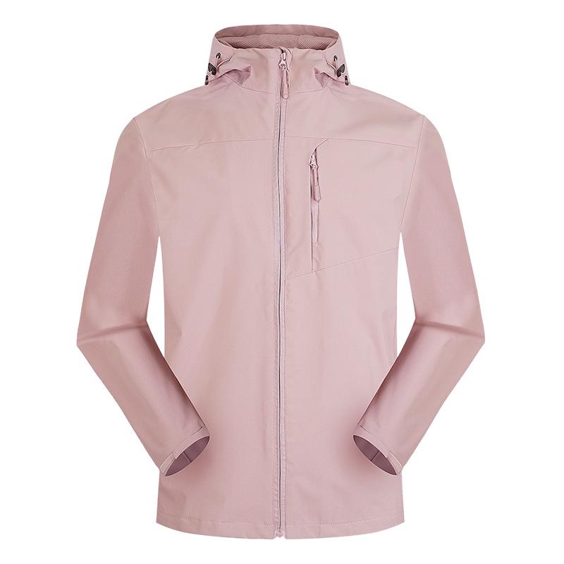 Trendy Outdoor Softshell Hooded Windbreaker - Solid Color, Single-Layer for Spring & Autumn Hiking.