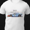 1968 GT40 Retro Racing T-Shirt Bedruckt mit Rennwagen-Nr.. 9 und Sponsorenlogos Lässig Sammlerstück Leichter Stretchstoff Sommer
