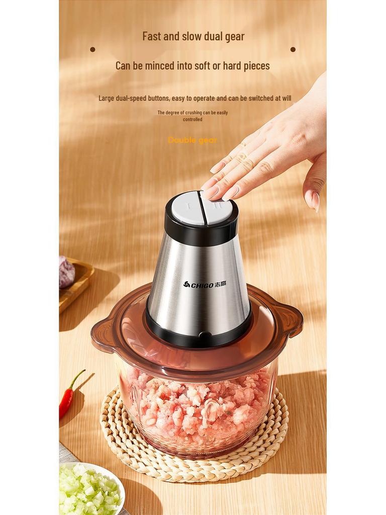 Electric Stainless Steel Meat Grinder for Minced Meat, Vegetables, Garlic, and Chili - Compact Kitchen Appliance