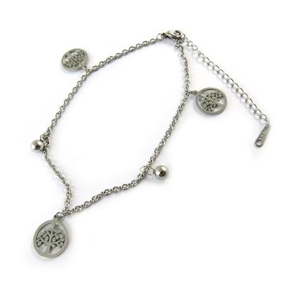 [N8883] - Gray 'Tree of Life' Steel Bracelet