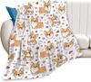 Corgi Decke Niedliches Haustier Hund Corgi Überwurfdecken Superweicher Flanell Gemütliches Cartoon-Muster Tiere Decke Warm Leicht