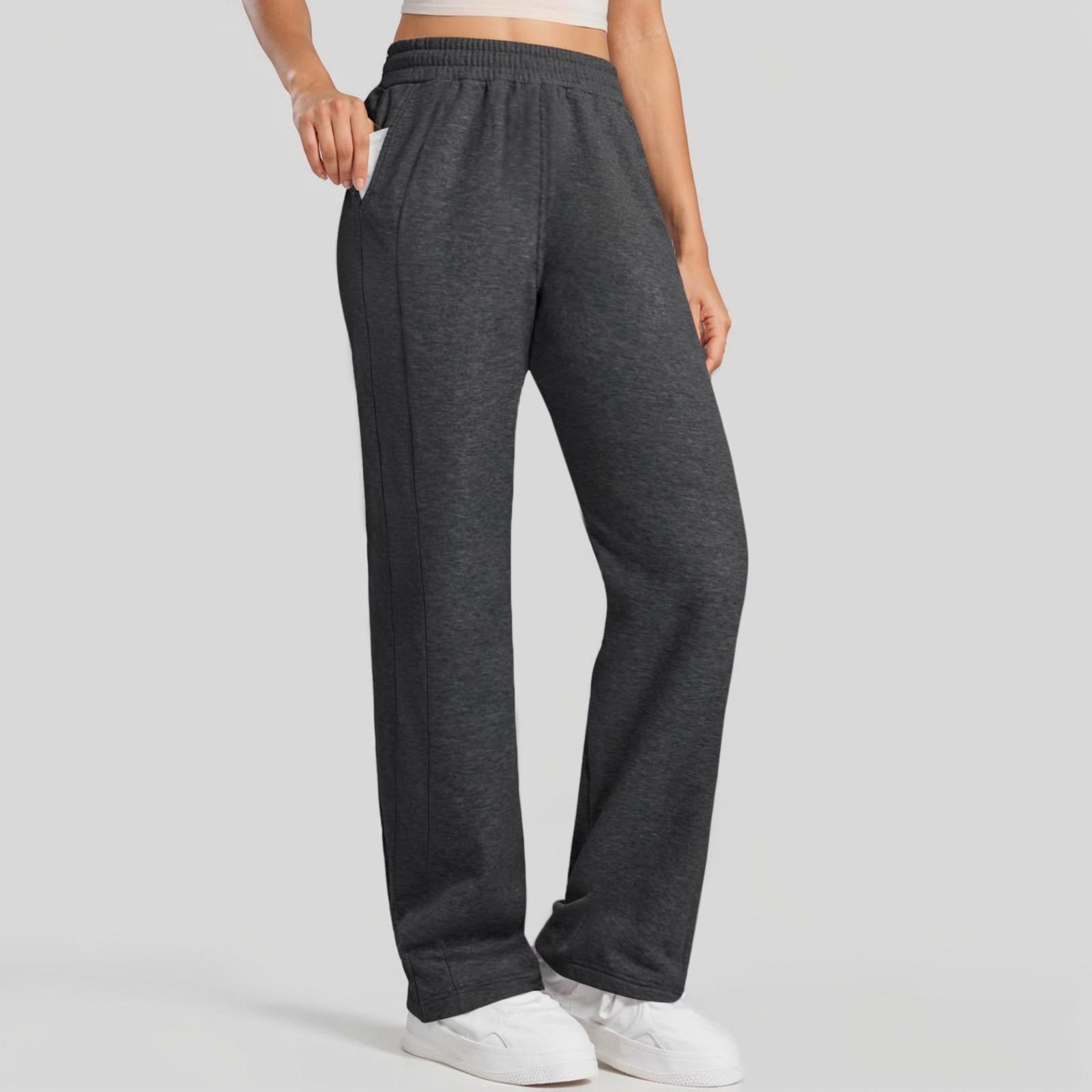 

Женские широкие спортивные штаны на осень с высокой посадкой, на кулиске, для тренировок, джоггеры с карманами M